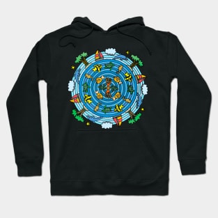 Tropical Island Scene Mandala Style Drawing Hoodie